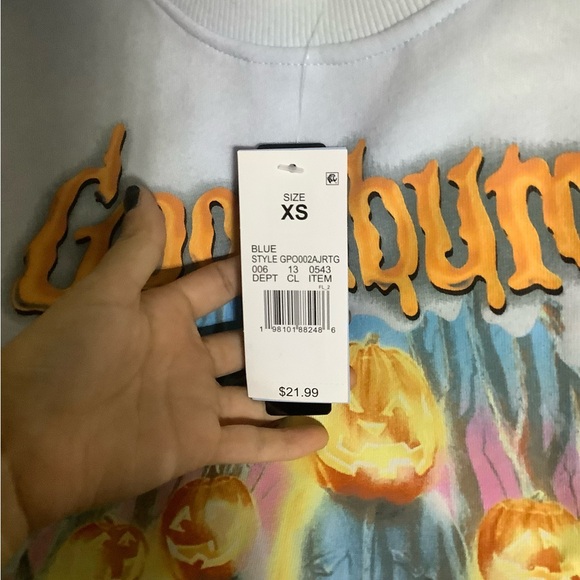 NWT Adult Goosebumps Sloppy The Dummy blue Crewneck Sweatshirt Size XS - Picture 5 of 10